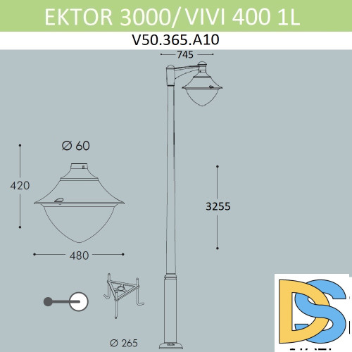 Парковый фонарь Fumagalli Vivi V50.365.A10.LXH27