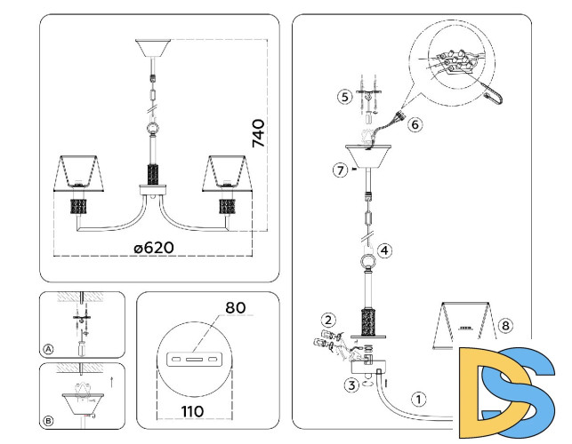Подвесная люстра Ambrella Light High Light Classic LH71214