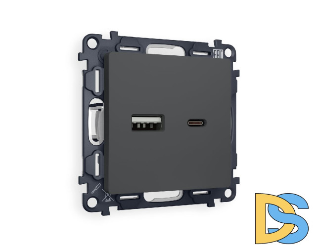 Комплект механизма розетки 2USB A+C 20W (быстрая зарядка) Ambrella Volt Alfa MA911010