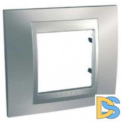 Рамка 1-ая (одинарная), Хром матовый/Алюминий (металл), серия UNICA TOP/CLASS, Schneider Electric