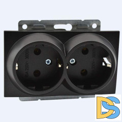 Розетка с заземлением двойная Mono Electric Despina-Larissa 16А 250В графит 500-002004-120