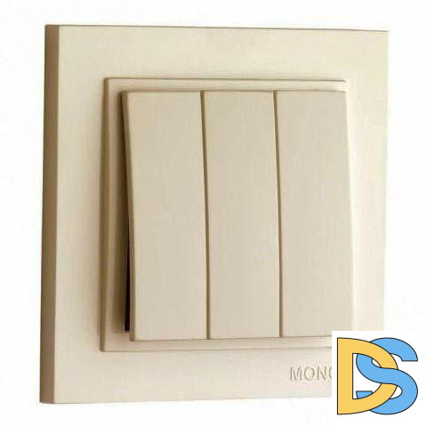 Выключатель трехклавишный Mono Electric Despina 10А 250В крем 102-170022-114