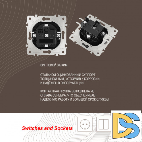Розетка с заземлением, шторками и защитной крышкой Arte Milano 206.41-1.black