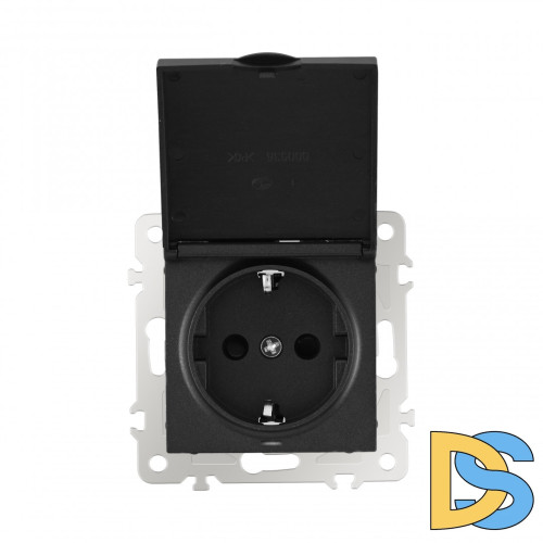Розетка с заземлением, шторками и защитной крышкой Arte Milano 206.41-1.black