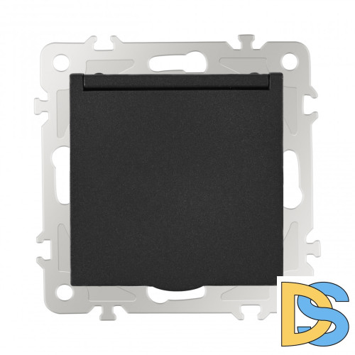 Розетка с заземлением, шторками и защитной крышкой Arte Milano 206.41-1.black