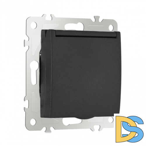 Розетка с заземлением, шторками и защитной крышкой Arte Milano 206.41-1.black