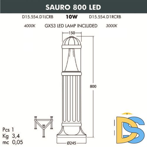 Садовый светильник Fumagalli Sauro D15.554.000.AXD1L.CRB
