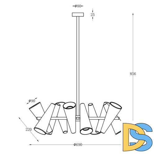 Подвесная люстра Maytoni Giro MOD095PL-10BS