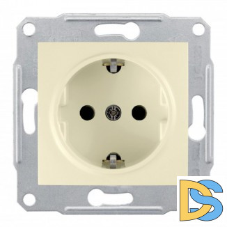 Розетка 1-ая электрическая, с заземлением, Бежевый, серия Sedna, Schneider Electric