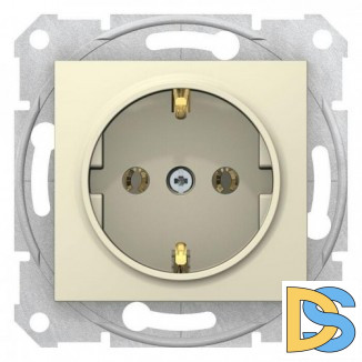 Розетка 1-ая электрическая, с заземлением, Бежевый, серия Sedna, Schneider Electric
