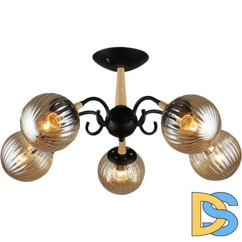 Люстра на штанге Reluce 04886-0.3-05 BK+WOOD