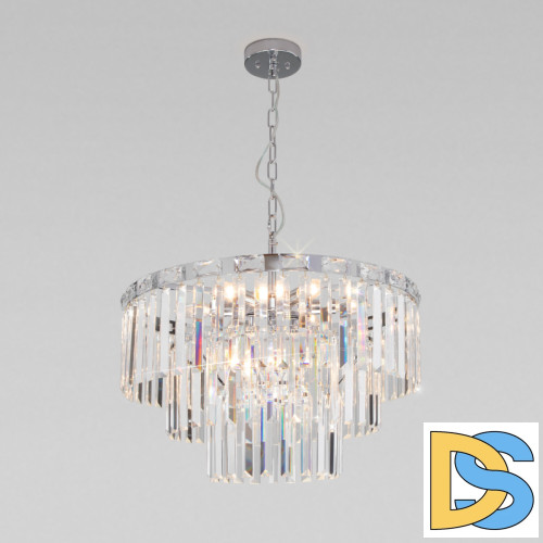 Подвесная люстра Eurosvet Elegante 10130/8 хром/прозрачный хрусталь Strotskis a060642