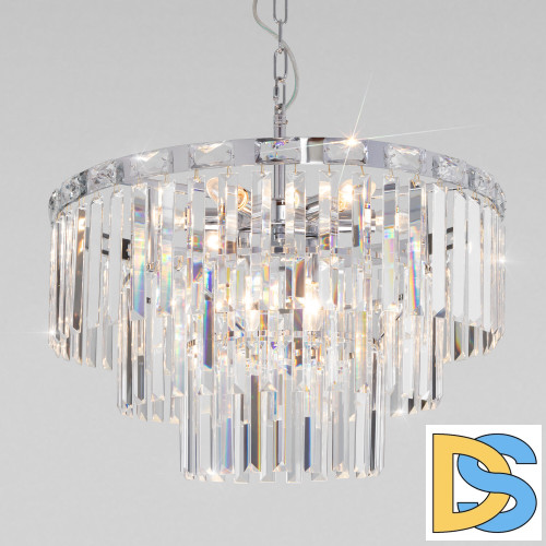 Подвесная люстра Eurosvet Elegante 10130/8 хром/прозрачный хрусталь Strotskis a060642