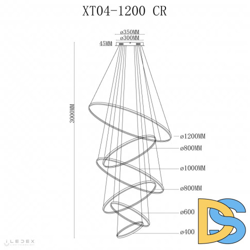 Подвесная люстра iLedex Axis XT04-D1200 CR