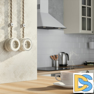 Розетка с заземлением (слоновая кость матовый/хром) W5871055