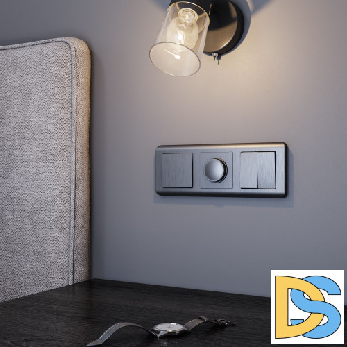 Выключатель двухклавишный Werkel (графит рифленый) W1120004