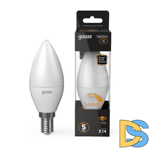 Лампа светодиодная диммируемая Gauss E14 7W 3000K матовая 103101107-D