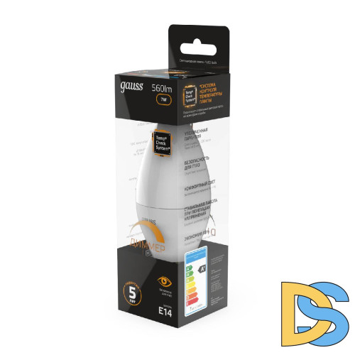 Лампа светодиодная диммируемая Gauss E14 7W 3000K матовая 103101107-D