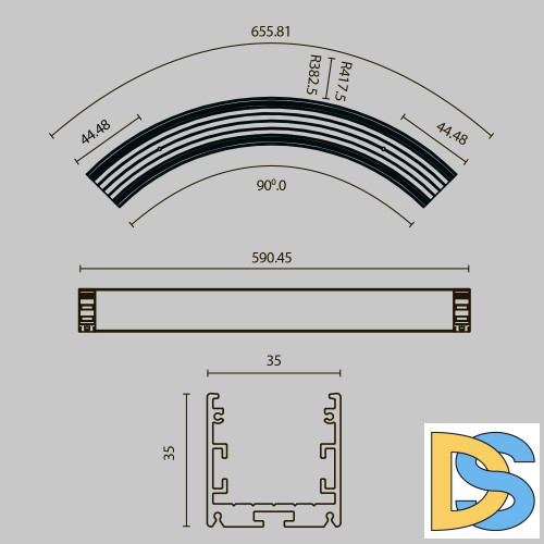 Радиусный профиль Maytoni Led strip ALM-3535R-B-D-90°-0.8M