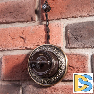 Переключатель/выключатель одноклавишный (коричневый) Ретро W5612014