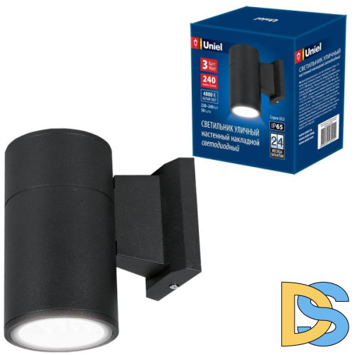 Уличный настенный светодиодный светильник (UL-00006801) Uniel ULU-S21A-3W/4000K IP65 Black