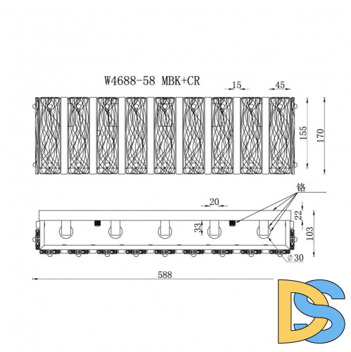 Настенный светильник iLamp Panorama W4688-58 MBK+CR