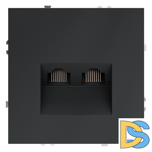 Розетка компьютерная встраиваемая VOLTUM S70 двойная RJ45+RJ45 кат.6, (графит)