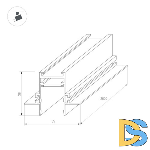 Шинопровод встраиваемый Arlight Mag-Track-2538-FDW-2000 033460