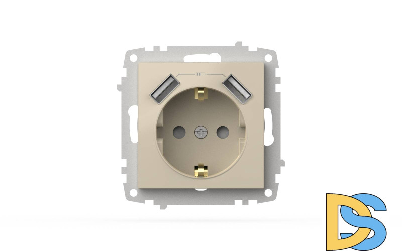 Розетка с заземлением и защитой от детей + два входа USB для заряда устройства ELBI Zena Vega 609-010300-317