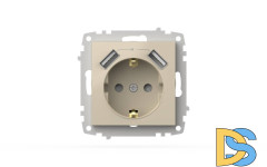 Розетка с заземлением и защитой от детей + два входа USB для заряда устройства ELBI Zena Vega 609-010300-317