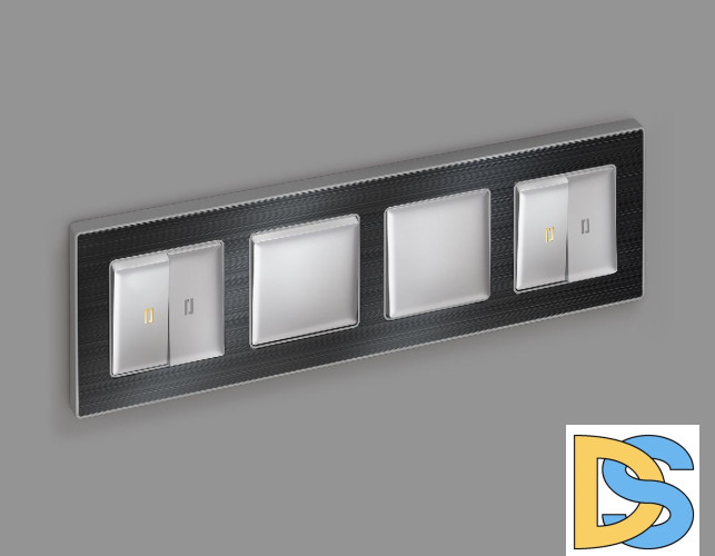 Комплект механизма 2-кл выключателя с подсветкой Ambrella Volt Alfa MA404010