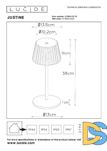 Настольная лампа Lucide Justine 27889/02/33