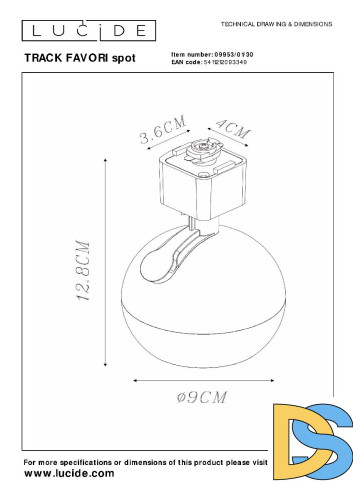 Трековый светильник Lucide Track favori spot 09953/01/30