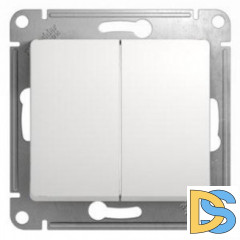 Выключатель 2-клавишный, Белый, серия Glossa, Schneider Electric