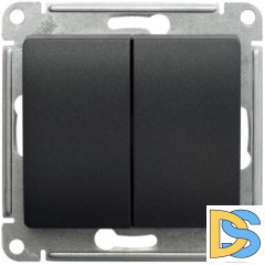 Выключатель 2-клавишный проходной (с двух мест), Антрацит, серия Glossa, Schneider Electric