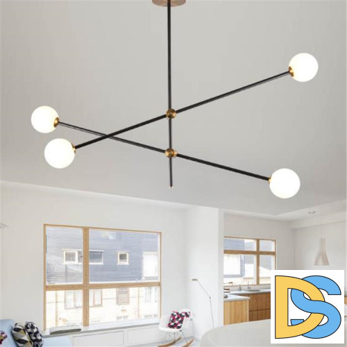 Люстра на штанге Delight Collection Bistro Globe 9389P/4 black/gold