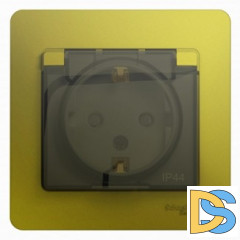 Розетка 1-ая электрическая, с заземлением, крышкой IР44, влагозащищенная, Фисташковый, серия Glossa, Schneider Electric