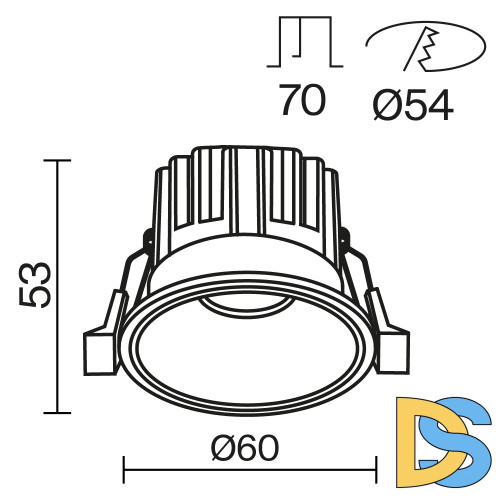 Встраиваемый светильник Maytoni Round DL058-7W2.7K-B