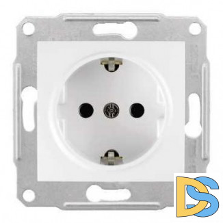 Розетка 1-ая электрическая, с заземлением, Белый, серия Sedna, Schneider Electric