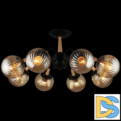 Люстра на штанге Reluce 04886-0.3-08 BK+WOOD