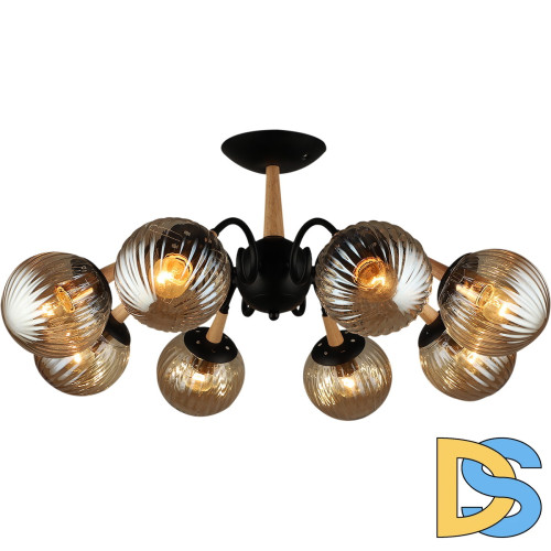 Люстра на штанге Reluce 04886-0.3-08 BK+WOOD