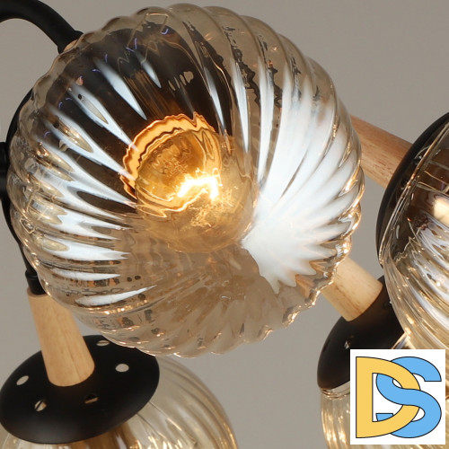 Люстра на штанге Reluce 04886-0.3-08 BK+WOOD