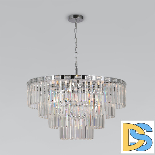 Подвесная люстра Eurosvet Elegante 10130/10 хром/прозрачный хрусталь Strotskis a060641