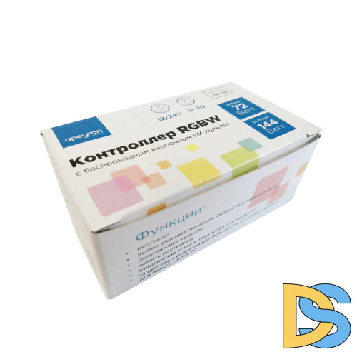 Контроллер для светодиодной ленты RGBW Apeyron 72Вт 12-24В 4*15A/канал IP20 пульт, DC-коннектор для входа, 5-игольчатый коннектор для выхода 04-29