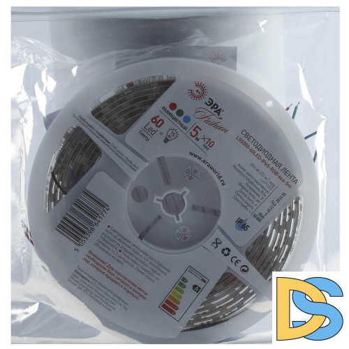 Светодиодная влагозащищенная лента ЭРА 14,4W/m 60LED/m 5050SMD RGB 5M LS5050-14,4-60-12-RGB-IP65-1 Б0002347