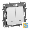 Переключатель двухклавишный Legrand Etika с подсветкой 10A 250V белый 672216