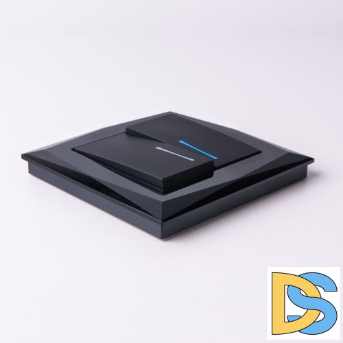 Выключатель двухклавишный Werkel проходной с подсветкой (черный матовый) W1122108