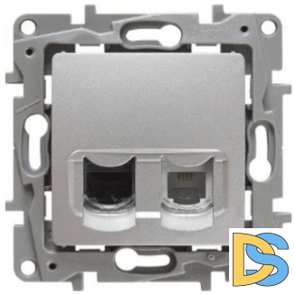 Розетка Legrand Etika RJ11+RJ45 5 UTP алюминий, 672452