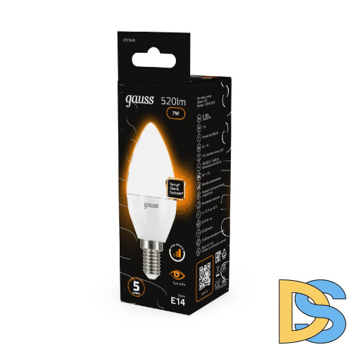 Лампа светодиодная диммируемая Gauss E14 7W 3000K матовая 103101107-S