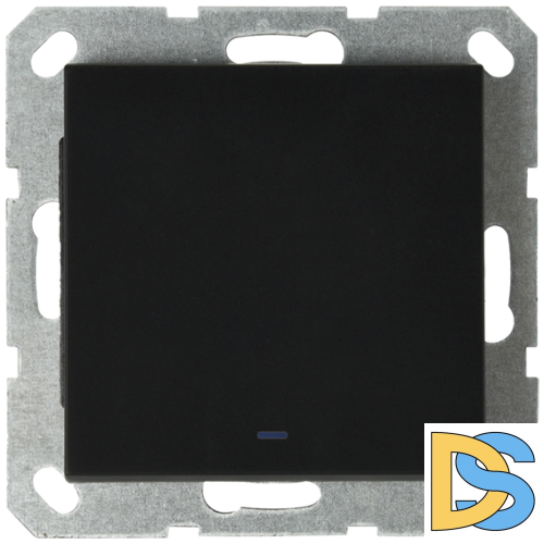 Выключатель одноклавишный Jasmart проходной со светодиодом с накладкой 10A 250V черный матовый (soft touch) G3012NPB